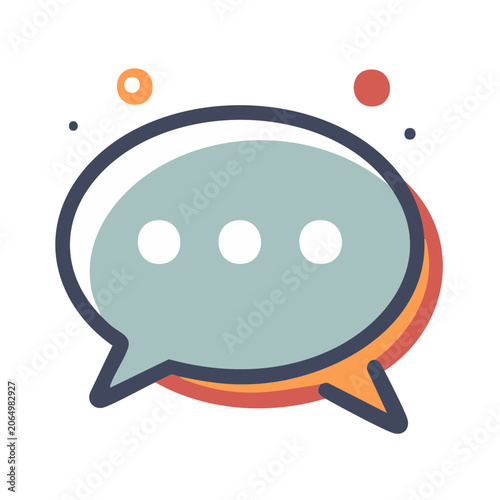 Flat design speech bubble icon with dots