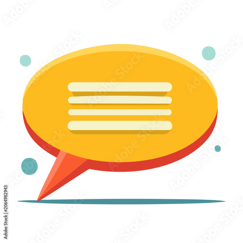 Flat design speech bubble icon with lines