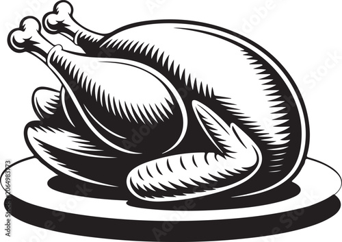 Slika na platnu Roasted Turkey on Plate white background