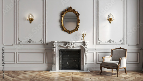Parisian apartment interior look detailed and full of classic Haussmann era bourgeois aesthetic photography generative AI