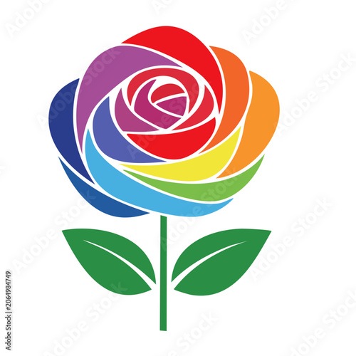 Colorful rainbow rose vector illustration