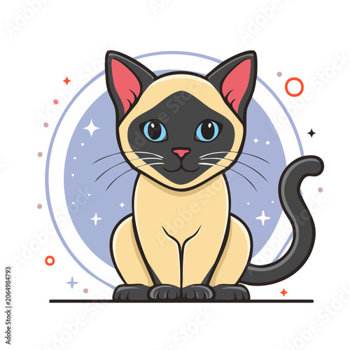 Cute flat design owl with stars and moon