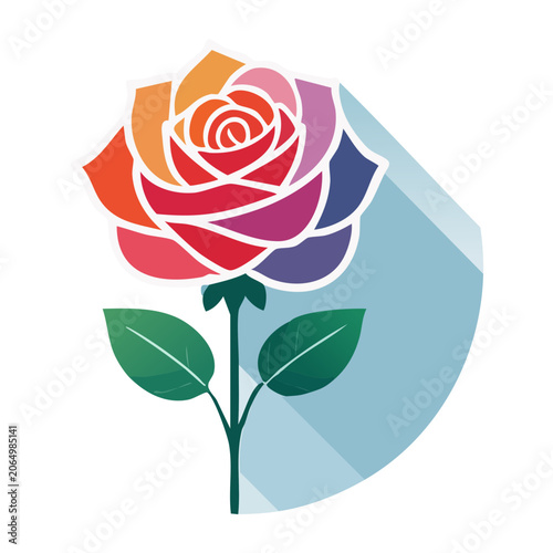 Colorful flat design rose illustration