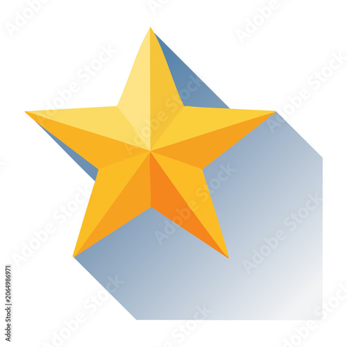 Yellow and orange star icon on transparent background