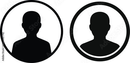 Fotografía Black silhouette of two anonymous people in circles