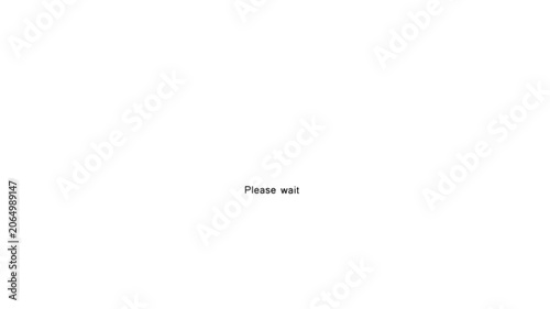 Loading animation please wait message circular progress bar with dots buffering on white background.