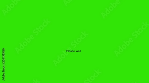 Loading animation please wait message circular progress bar with dots buffering on green background.