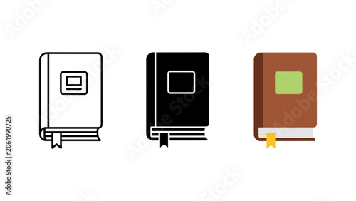 Cuadro en lienzo Hardcover book icon with bookmark ribbon literature education hardcover bookmark