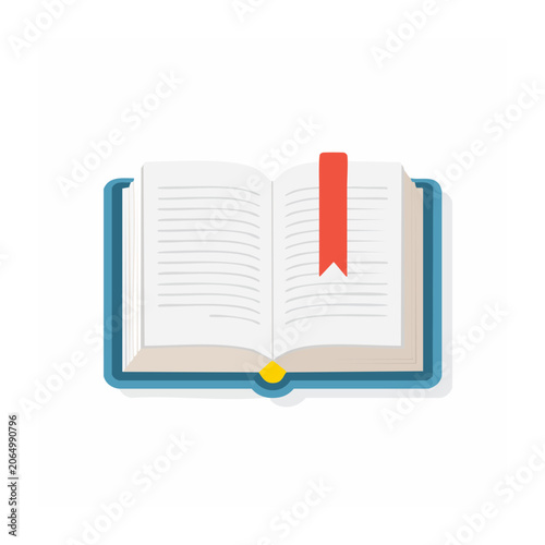 Open book with red bookmark icon