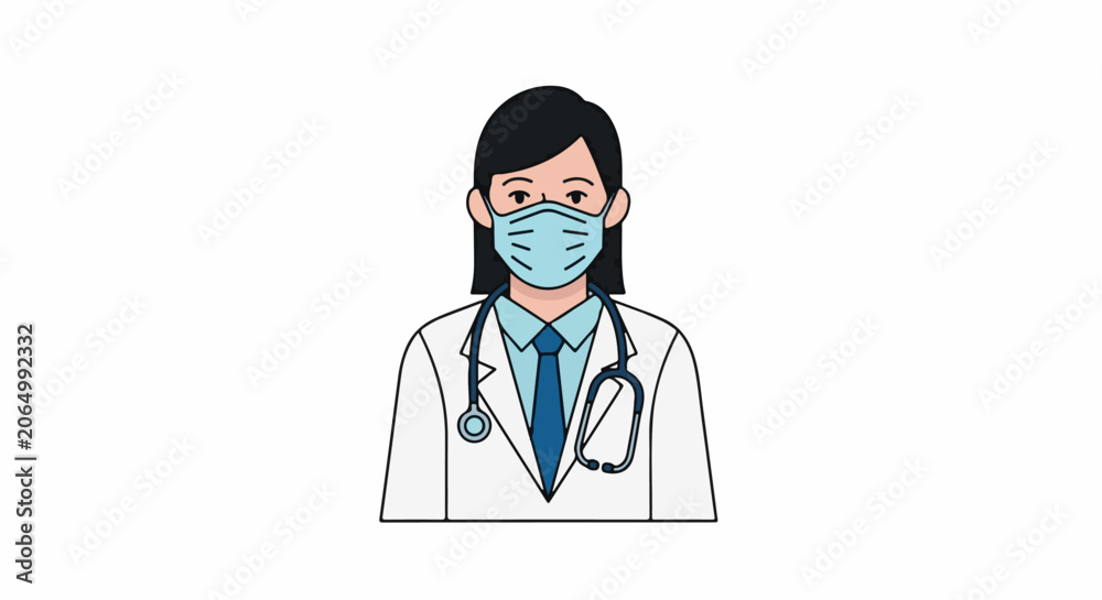 Fototapeta premium A female doctor wearing a facemask and stethoscope