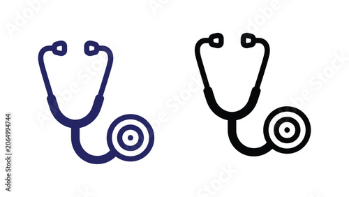 Stethoscope icon vector medical diagnostic equipment outline
