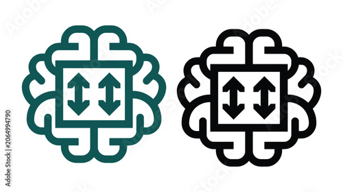Brain icon vector cognitive processing abstract symbol
