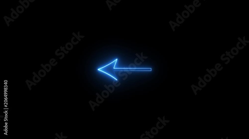 Neon glowing location icon animation on black background. Neon location pin, direction sign, search address, position map tracking animation.
