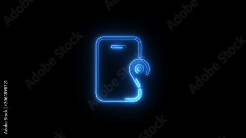 Neon glowing location icon animation on black background. Neon location pin, direction sign, search address, position map tracking animation.