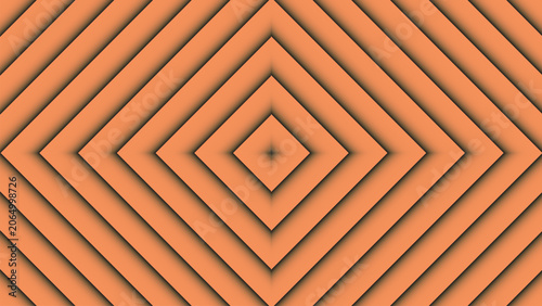 Abstract orange geometric background featuring concentric 3D diamond layers with shadow depth