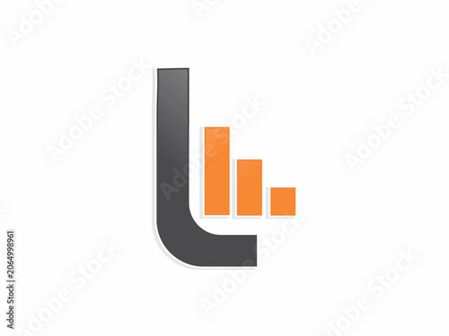 Letter L Logo with Growth Bar Chart Vector Template for Financial Business and Accounting Company