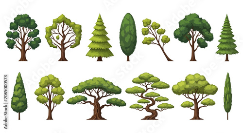 Photos Tree icons, green tree illustrations, tree silhouettes, vector trees, foliage gr