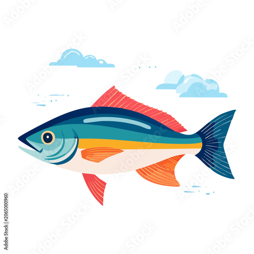 Colorful flat design fish illustration