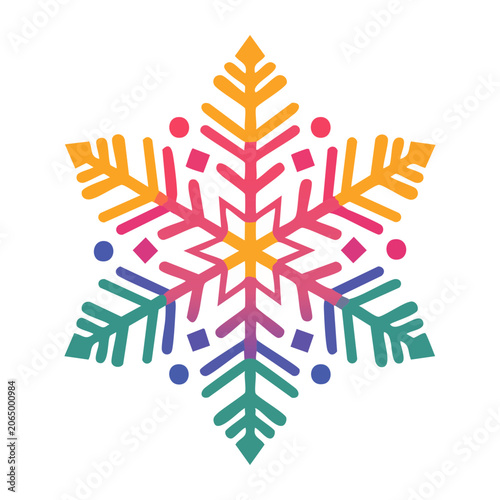 Colorful flat design snowflake vector