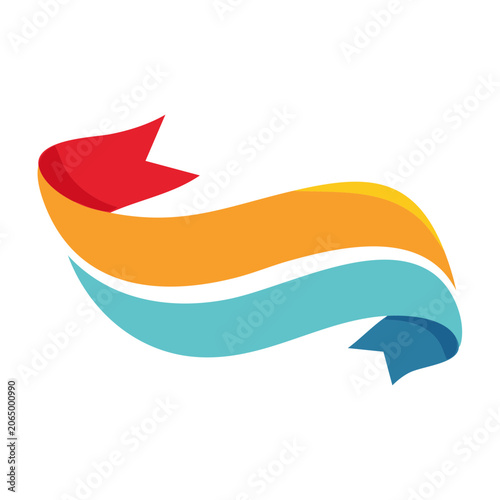 Colorful flowing ribbon with arrow vector