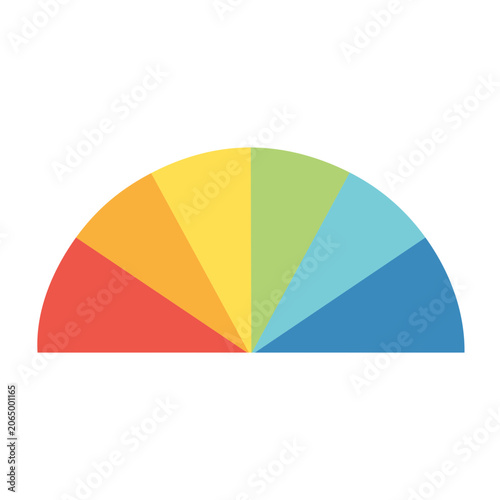 Flat design color wheel icon with six segments