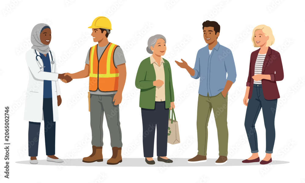 Obraz premium Diverse Group of Professionals Standing Together on White Background