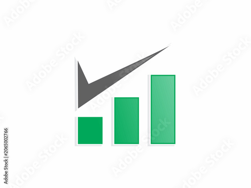Green Bar Chart Financial Statistics Growth and Grey Approved Checkmark Business Logo Symbol Template