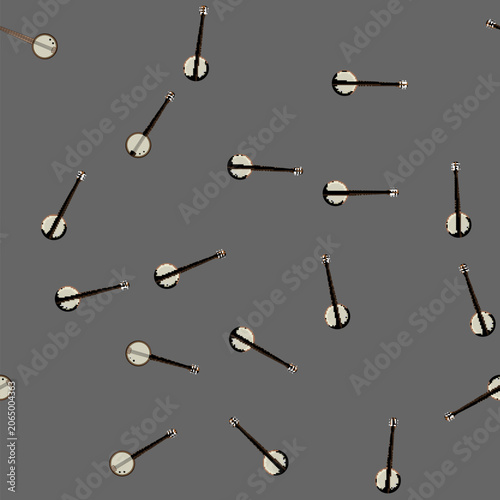Fotografija seamless pattern plucking banjo cartoon