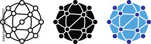 Global Network Connection Icon Set Line Fill Color Vector Illustration