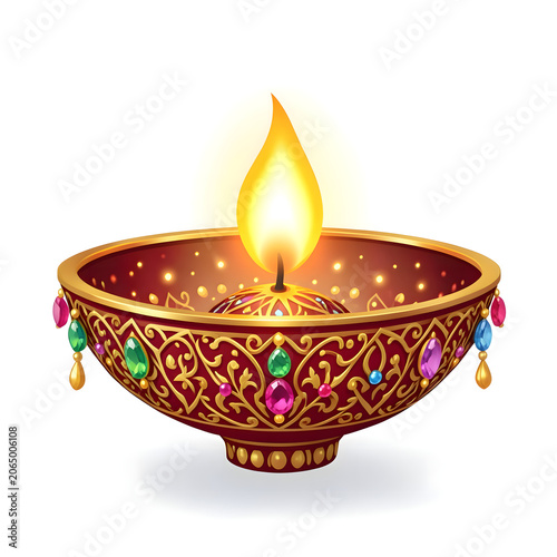 Glowing Traditional Deepawali Oil Lamp Graphic