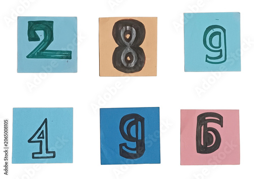 Colorful wood number squares 1 to 9 vector design