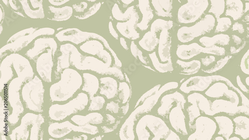 Brain pattern with convoluted surface details a repeating vector illustration on a pale green background