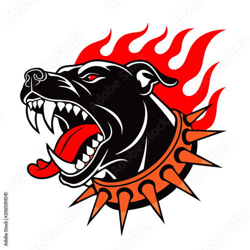 roaring pit bull dog head