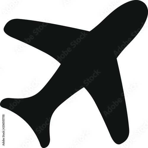 Airplane Silhouette Icon Aircraft Transportation and Aviation Symbol