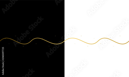 Yellow Wavy Lines on White and Black Backgrounds Abstract Flowing Wave Design with Modern Decorative Light Effects