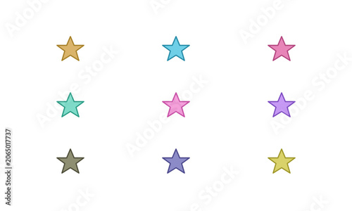 Colorful Star Sticker Set Collection with Decorative Stars for Creative Design Celebration and Fun Elements