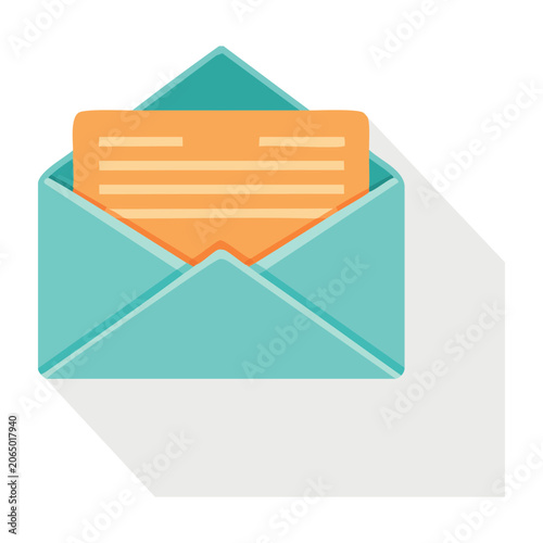 Flat design envelope icon with letter