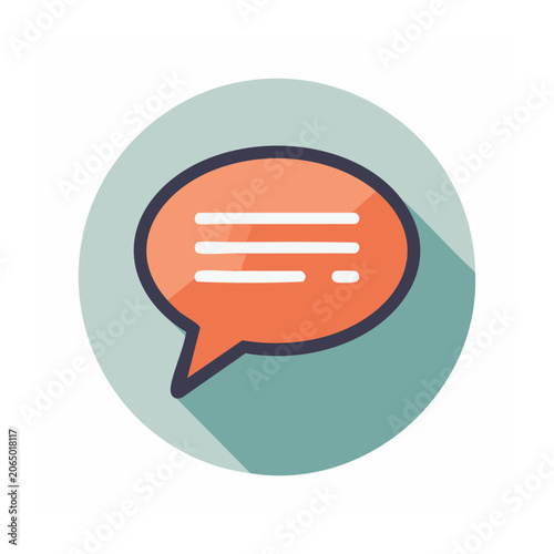 Orange speech bubble icon on teal background