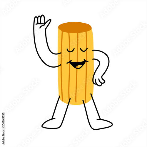 Cute and joyful pasta cartoon characters. Hand drawn vector illustration of various Italian pasta types with happy faces and funny poses, isolated on white background.