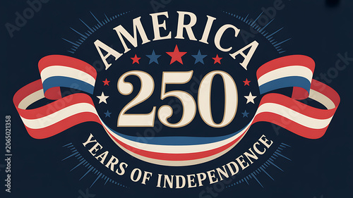 Happy 4th of July Independence Day USA 250th Anniversary 1776-2026 - blue patriotic background vector