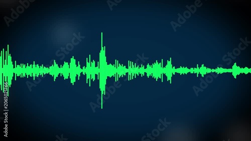 Dynamic green audio waveform visualization on dark background, for music and, sound production