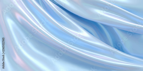 Bild auf Leinwand Iridescent light blue silk fabric draped with soft, elegant folds, reflecting light and creating a sense of luxury and gentle motion