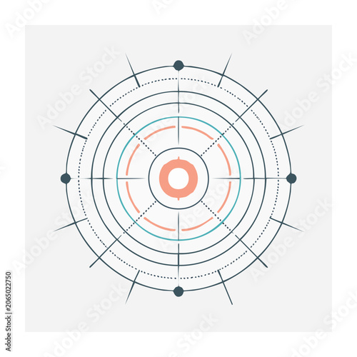 Minimalist radar chart with concentric circles and radial lines