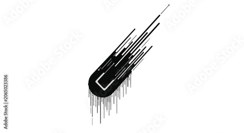 Comet shape features dynamic streaks and motion lines in a modern minimalist style.