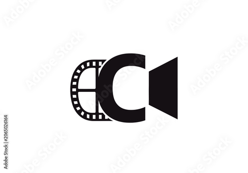 Logo design with stylized letter 
