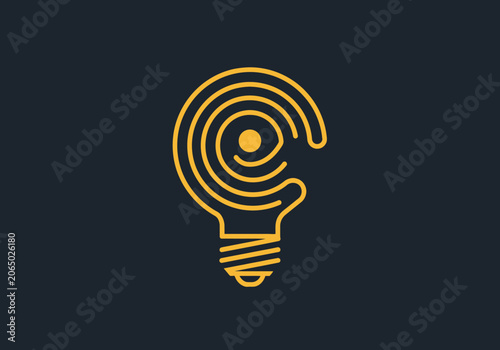 Modern lightbulb icon with concentric lines forming an eye inside