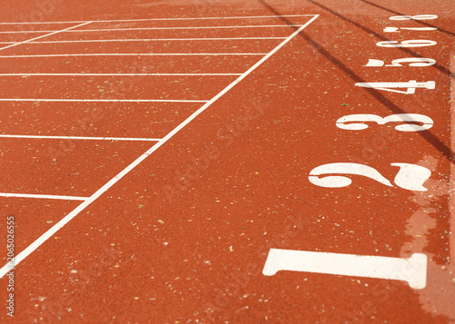 Running track lane numbers on synthetic surface