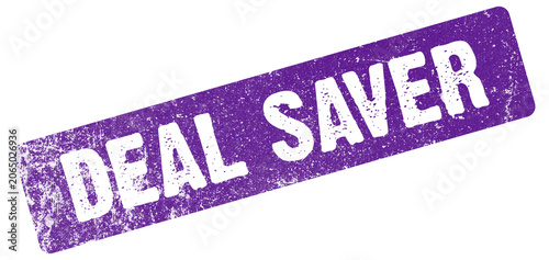 Fotografía Purple distressed DEAL SAVER stamp in white text on white background for busines