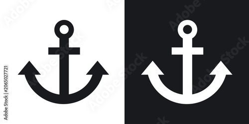 Anchor icons in solid black and white collection