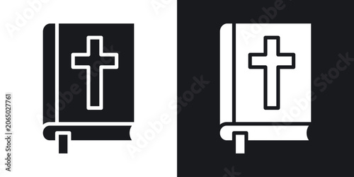 Photos Bible icons in solid black and white collection